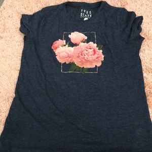 Dark blue flowered T-shirt